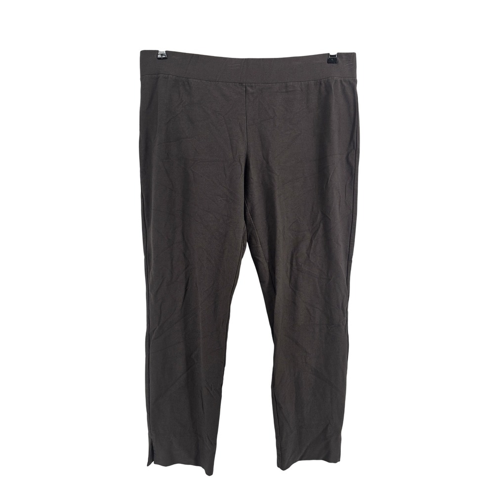 Eileen Fisher Pants Womens L Slim Ankle Charcoal Gray Stretch Pull On EUC